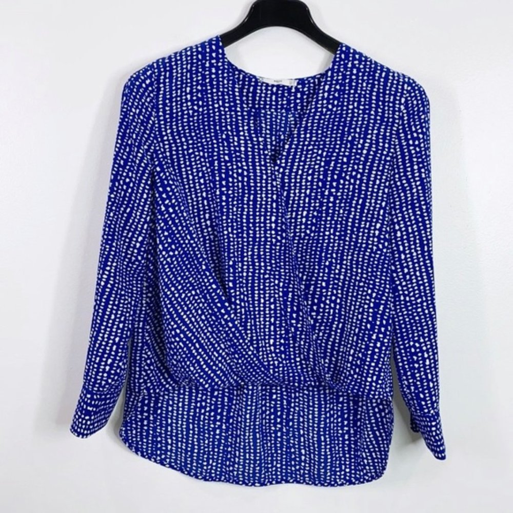 MNG suit blue white hi low blouse size medium